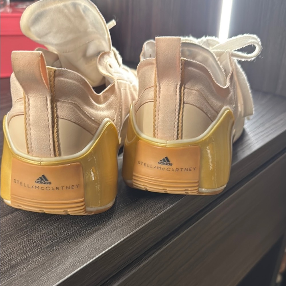 Adidas by Stella McCartney Cream and Gold Sneakers with Athletic Style